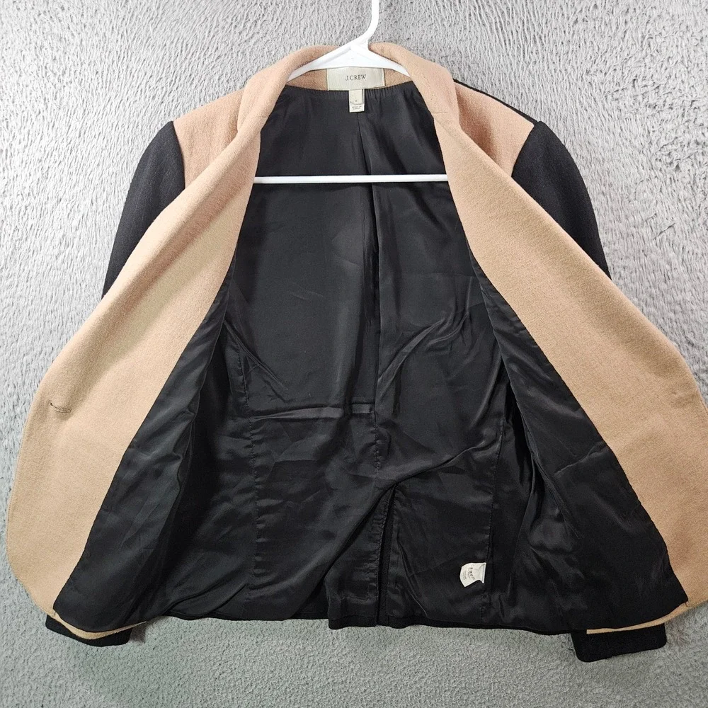 J Crew Colorblock Blazer‎ Camel Black Wool Blend Women Size 2